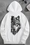 Unisex 3 Thread Cotton White Turkkurt Print Loose Fit Sweatshirt Hoodie