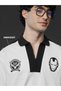 Men White Short Sleeve Iron Man Embroidered Polo T-Shirt - 2