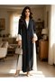Two Tone Pleated Abaya with Notch Lapel - 4