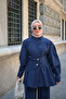 Women's Çima Detail Hakim Collar Suit Navy Blue - 3