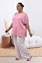 67808 Large Size Combination Modal -Milan Pajama Set - Anthracite Ribbon Patterned - 5