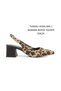 Black Leopard Print Pointed Toe Shoes with Open Back and Large Buckle, 5cm Covered Heel, New Season - 2