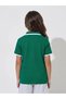 Girls Dark Green KSA National Day Patchwork Contrast Trims Polo T-Shirt - 4