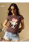 Brown Peanuts Graphic Print Slim Fit T-Shirt