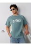 Men Teal Graphic Oversized T-Shirt - 3