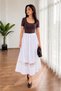 Lace Ribbon Detailed Pleated A-Line White Midi Skirt - 5