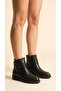 Low Heel Zippered Short Women's Boots with Gold Buckle Detail on the Side - 3
