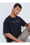 Black HD Slogan Print Crew Neck Oversized T-Shirt