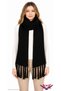 Winter Black Thessaloniki Knitted Scarf with Tassels, Warm and Soft Textured Scarf