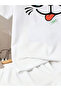 Kids White Short Sleeve T-Shirt with Fun Cartoon Print - 4