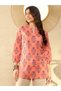Orange Floral Mandarin Collar Tunic Top - 6