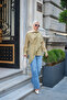 Women's Single Button Shawl Detail Tulle Tunic Oil Green - 5