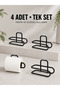 Wall Adhesive Wc Paper Holder Black Metal 4 Pieces Toilet Paper Roll Hanger - 2