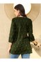 Dark Green Cotton Blend Floral Print Tunic with Round Neck - 4