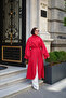 Women's Piping Lace-Up Shawl Detail Long Tunic Red - 4