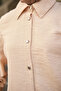 Women's Silver Button Detail Shirt Collar Linen Suit Cream - 5