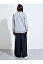 Teen Girls Grey Collared Printed Sweatshirt and Solid Navy Blue Joggers Set - 5