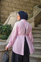 Women's Double Color Denim Detail Shirt Set Lilac - 4