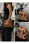 Hand Knitted Women's Clutch Bag Brown Black Fuchsia Patterned Wooden Framed Portfolio Bag
