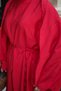 Women's Piping Lace-Up Shawl Detail Long Tunic Red - 5