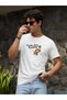 Men White Cotton Graphic Round Neck T-Shirt