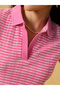Pink Striped Slim Fit Cotton Polo T-Shirt - 3