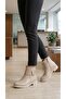 Low Heel Zippered Short Women's Boots with Gold Buckle Detail on the Side - 6