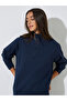 Navy Blue Solid Regular Fit Half Zip Sweatshirt - 4