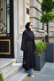 Women's Piping Lace-Up Shawl Detail Long Tunic Black - 4