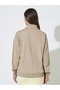 Beige Solid Regular Fit Half Zip Sweatshirt - 6