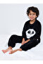 Boys Black Fur Panda Applique Nightsuit