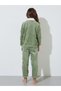 Girls Green Faux Fur Long Sleeves Collared Top and Pants Pyjama Set - 6