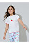 Girls White Cherry Print T-Shirt and Light Blue Pants Pyjama Set - 2