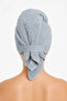 Towel Hair Cap Blue 100% Cotton Hair Drying, Drying, Showering, Bathing Head Towel - 3