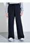 Teen Girls Grey Collared Printed Sweatshirt and Solid Navy Blue Joggers Set - 4