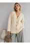 Women's V-Neck Wool Blend Double Pocket Comfortable Fit Gold Button Knitwear Cardigan 8755 - 4