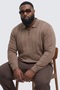 Men's Zippered Striped Brown Oversized Sweatshirt - 3