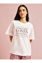 Multi-Color Slogan Print T-Shirt and Checked Straight Fit Pants Pyjama Set - 5