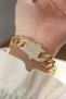 Vip Series Brass Gold Color Gourmet Bracelet with Zircon Stone in the Middle - 5