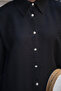 Women's Silver Button Detail Shirt Collar Linen Suit Black - 5