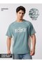 Men Teal Graphic Oversized T-Shirt