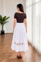 Lace Ribbon Detailed Pleated A-Line White Midi Skirt - 4