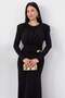 Crew Neck Long Sleeve Dress with Buckle at Waist K-262732 - 2
