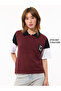 Maroon Mickey Graphic Open Knit Polo T-Shirt - 3