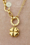 Steel Necklace - Stone-Encrusted Circle Balloon Clover Chain 316L Steel Necklace Does Not Tarnish or Fade 41+6cm - 5
