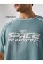 Men Teal Graphic Oversized T-Shirt - 2