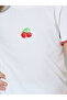 Girls White Cherry Print T-Shirt and Light Blue Pants Pyjama Set - 3