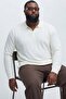 Men's Zippered Striped White Oversized Sweatshirt - 3