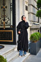 Women's Piping Lace-Up Shawl Detail Long Tunic Black - 2