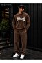 Men's Fearless Slogan Printed Crew Neck Regular Fit Men's Tracksuit Set / Straight Leg Bottom